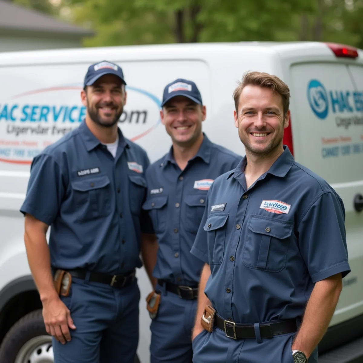 HVAC Pottstown PA technician and branded service van outside a Pottstown, PA home