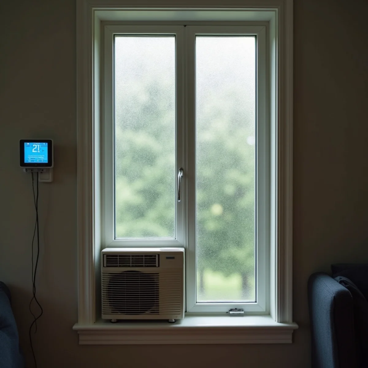 Central air conditioner running outside a Pottstown, PA home on a humid summer day