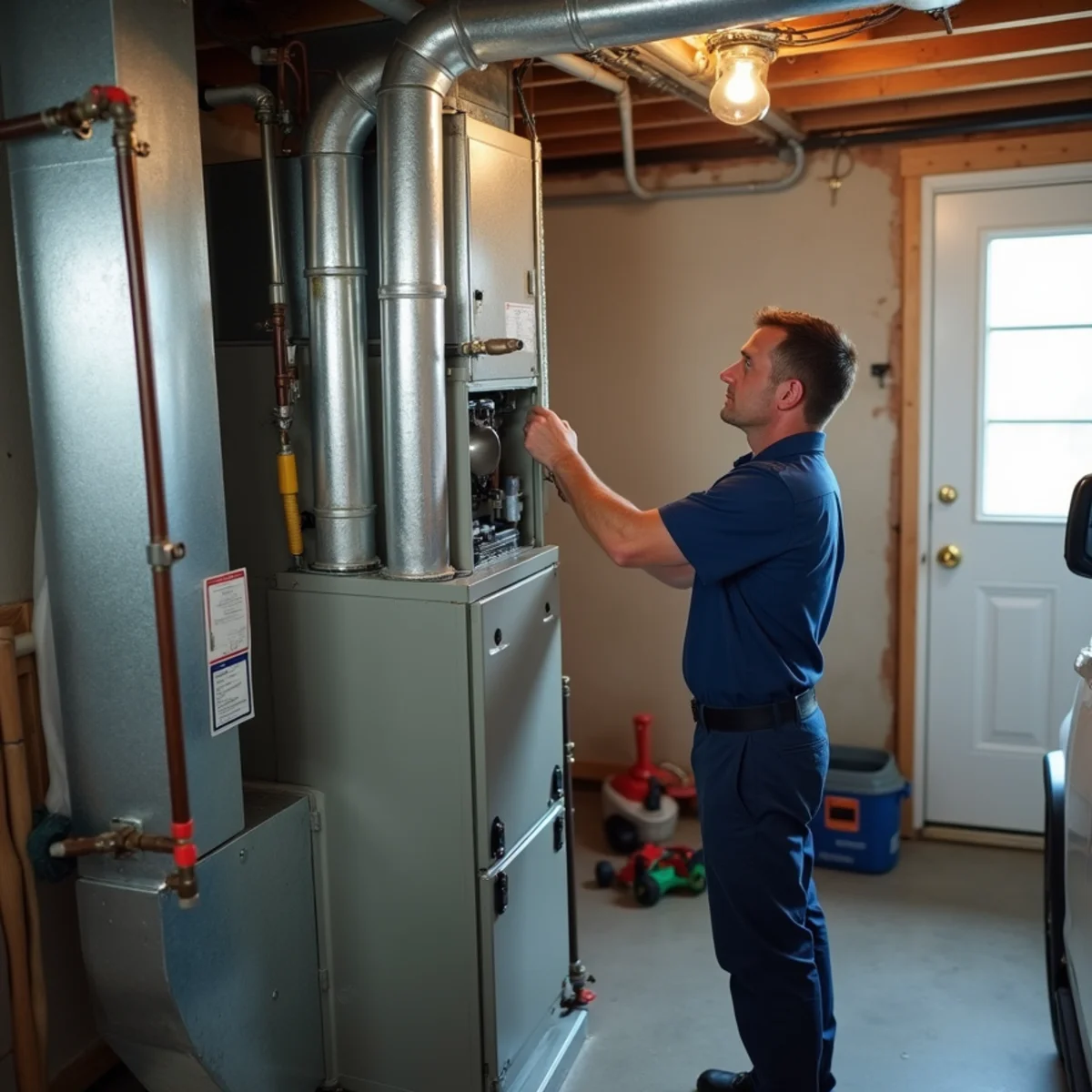New high-efficiency furnace installed in a Pottstown, PA home basement